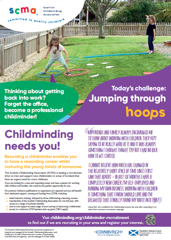 Scottish Childminding Association advert for Edinburgh