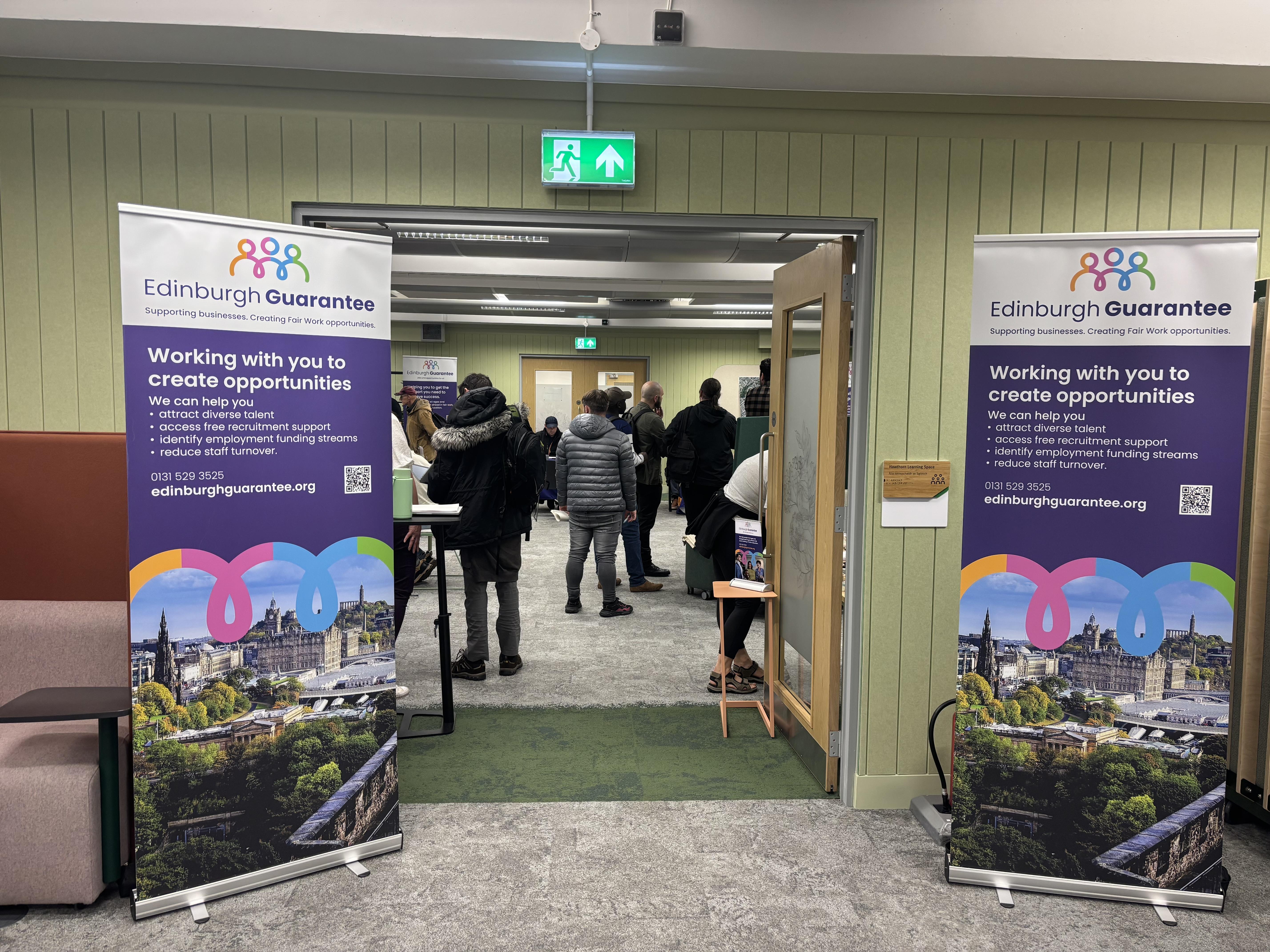 Exterior of the CEC Recruitment Event with EG banners