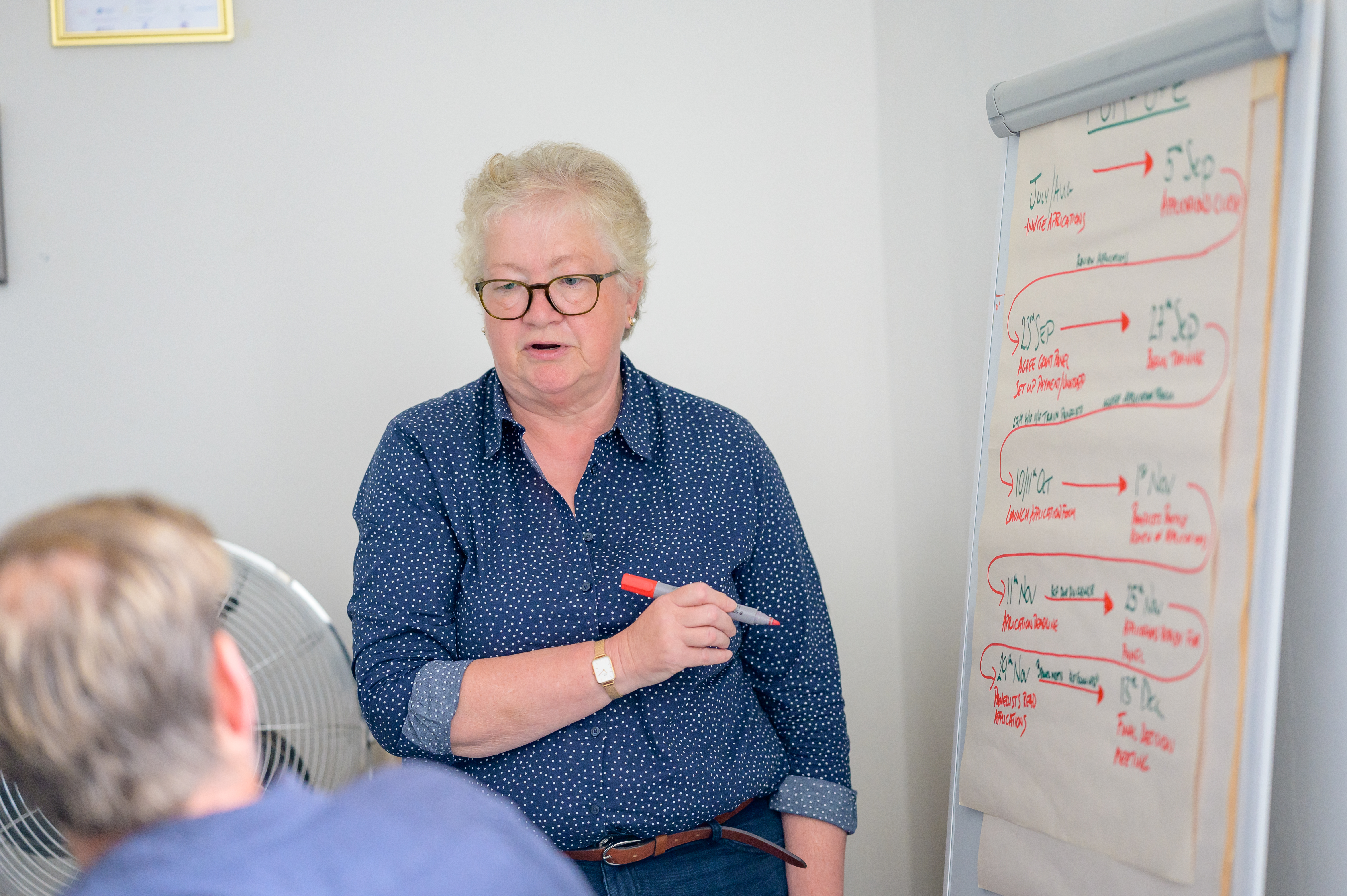 pupil learning while teacher explains with a white board